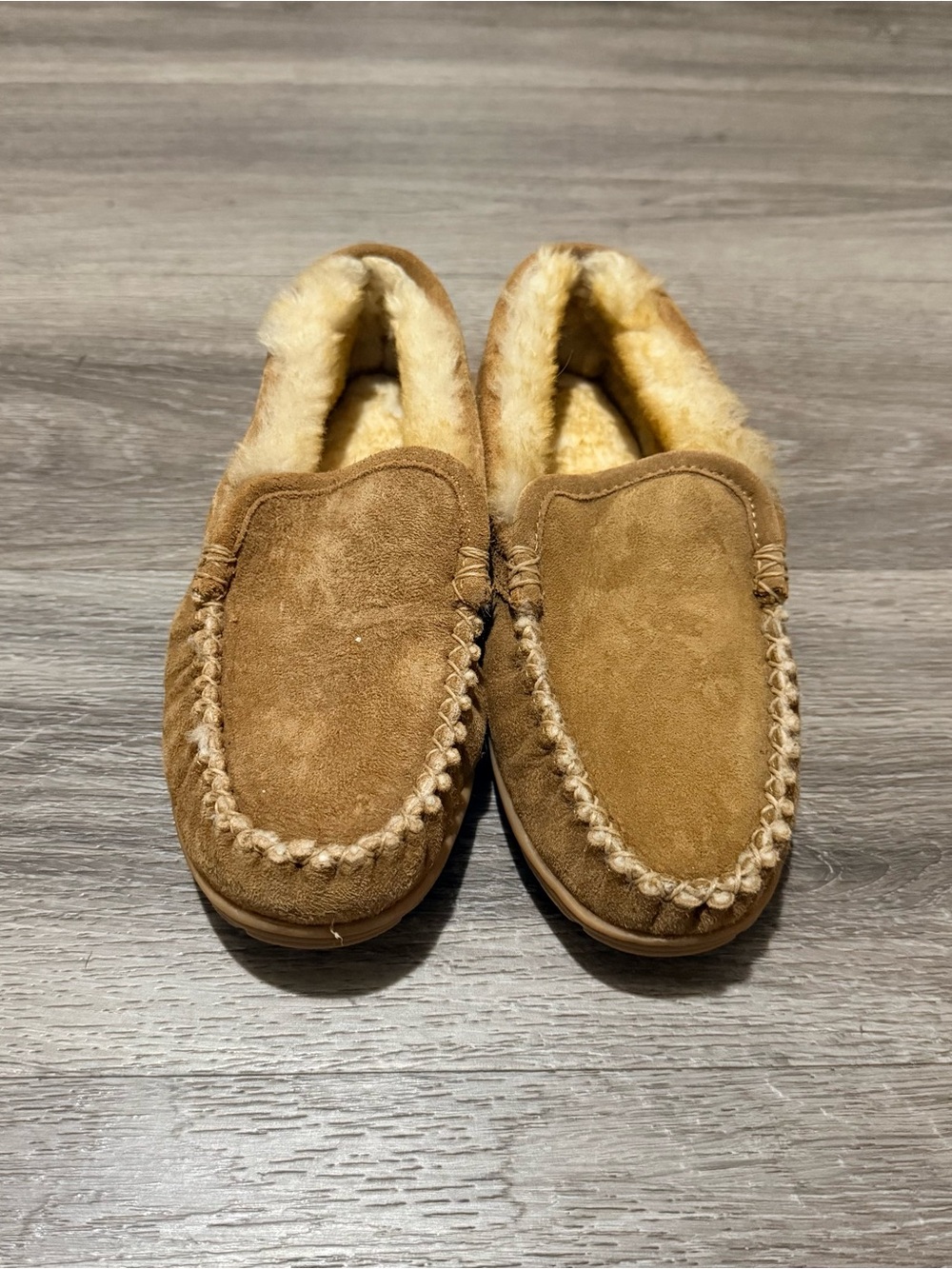 L.L. Bean Women's Chestnut Suede Moccasin Slippers